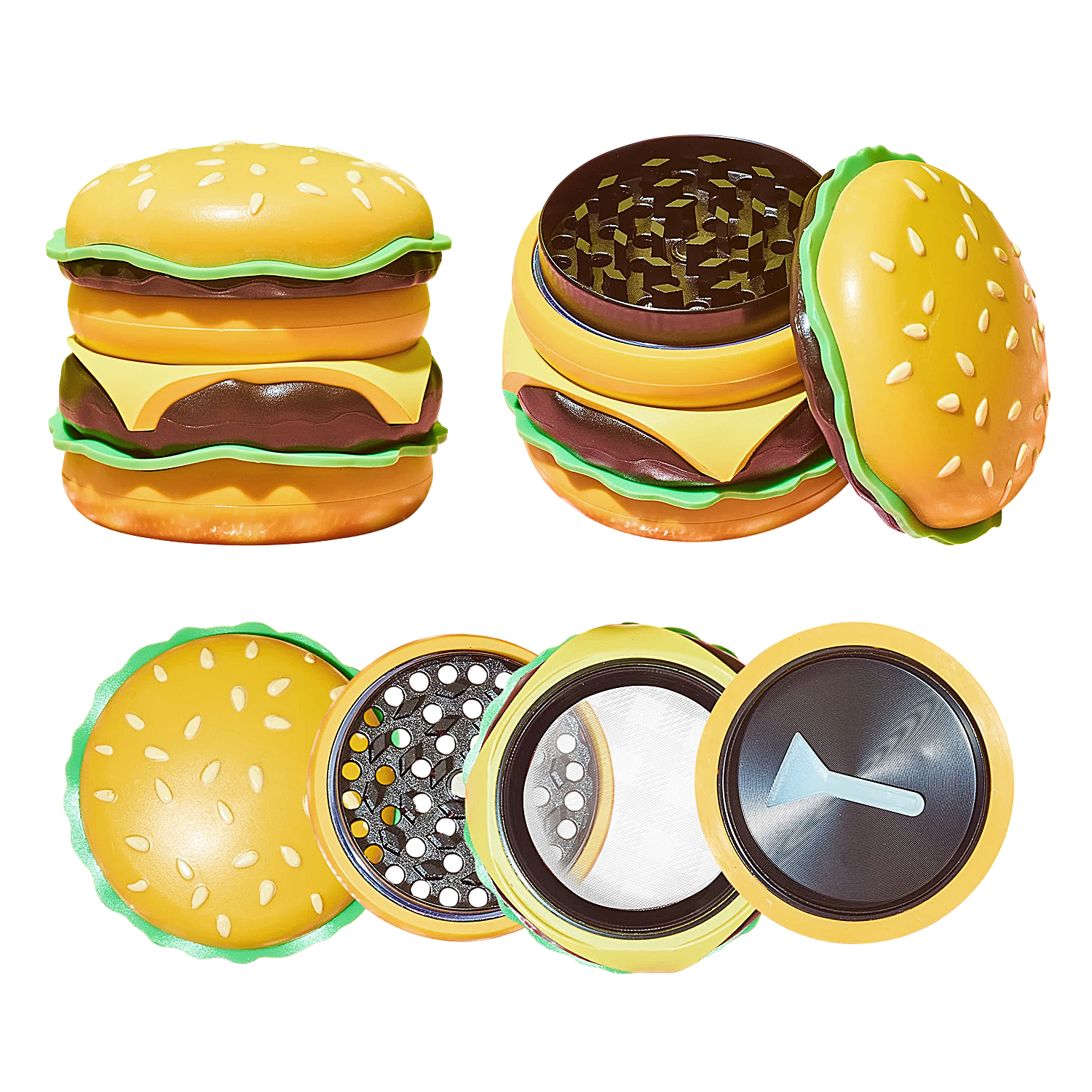 Crushers Double Cheese Burger 4 Part Grinder | 63mm | (GR737) | Assorted Colors product image